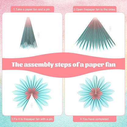 Party Hanging Paper Fans Decoration Set for Wedding Birthday Party Mother's Day Round Events Accessories Set of 8