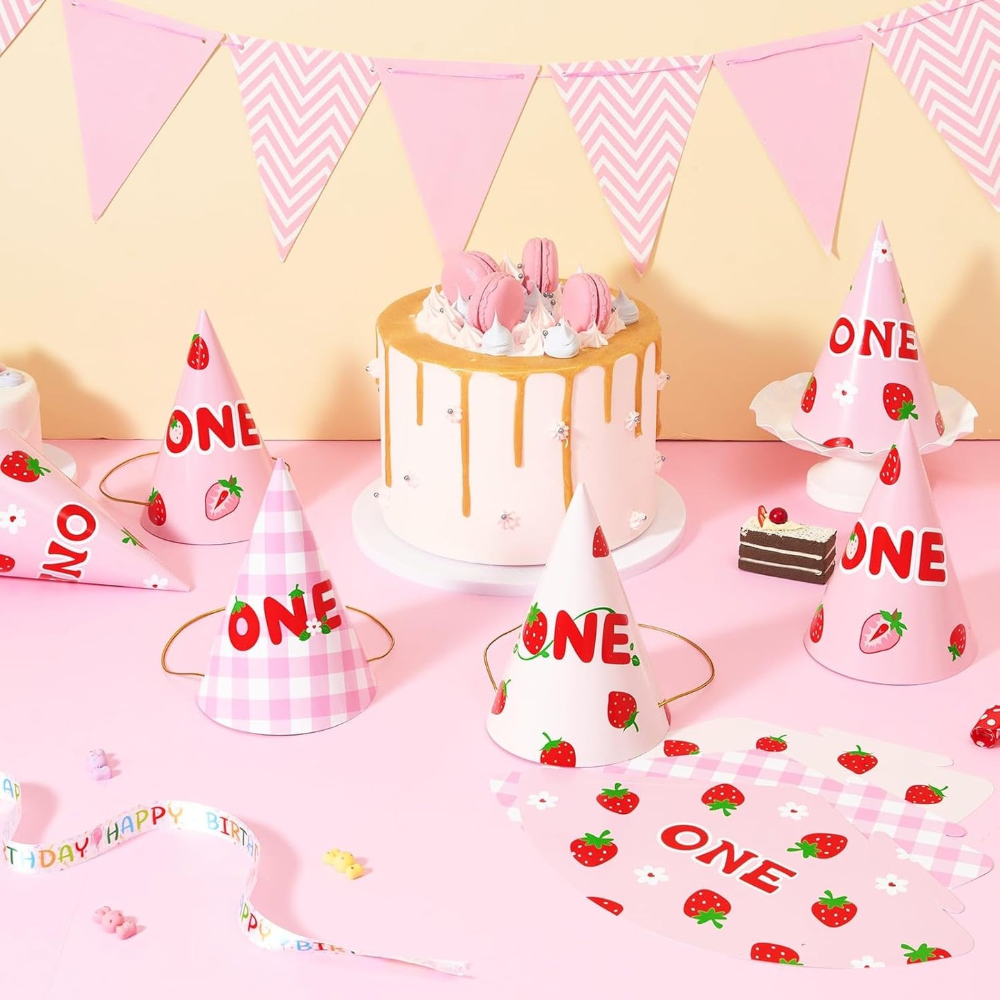 WERNNSAI Birthday Party Hats - 12 Pcs Birthday Party Supplies Cone Hat Headbands Colorful Paper Party Hats for Kids