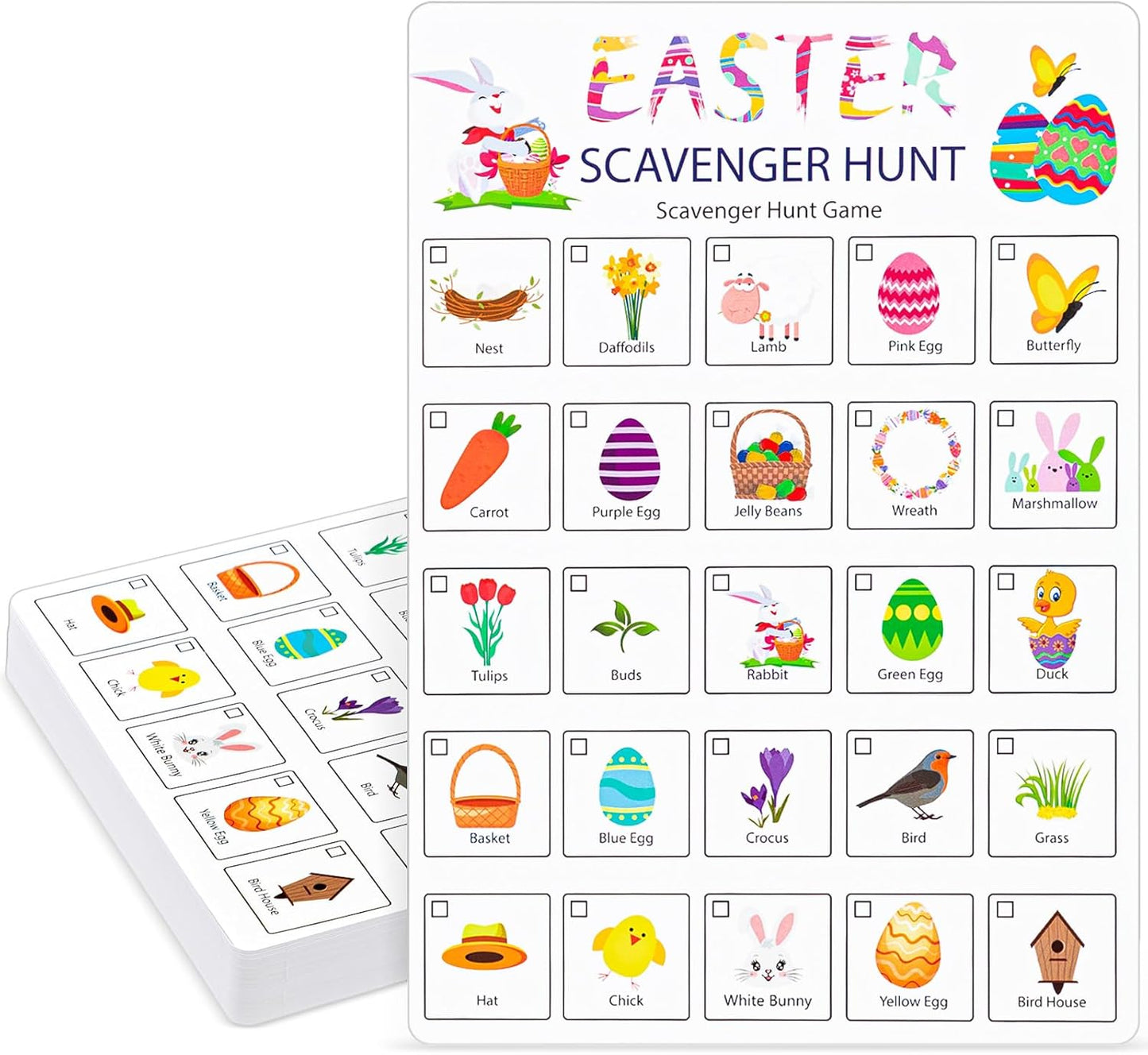 Hoolerry 30 Pcs Nature Scavenger Hunt for Kids Road Trip Game Car Spring Summer Easter Scavenger Hunt Cards Travel Activities Camping Games Outdoor Indoor Seek Activity for Kids Adults(Nature)