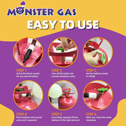 Monster Gas 22L Helium Tank For Balloons At Home, Balloon Helium Tank Up To 100 Latex Balloons, Small Helium Tanks