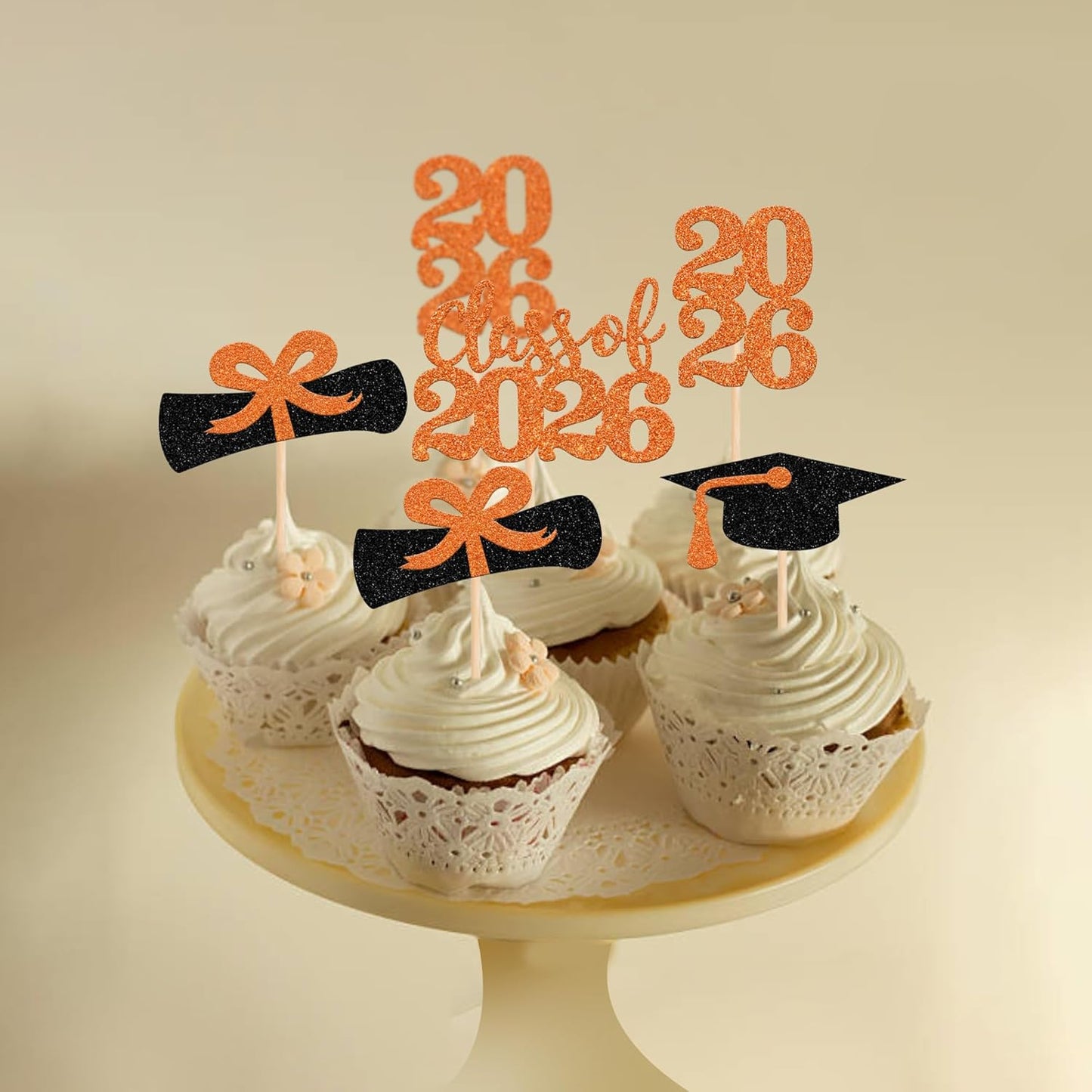 36 PCS 2026 Graduation Theme Cupcake Toppers Glitter Class of 2026 Grad Cap Diploma Cupcake Picks 2026 Graduation Theme Party Cake Decorations Supplies Deep Blue