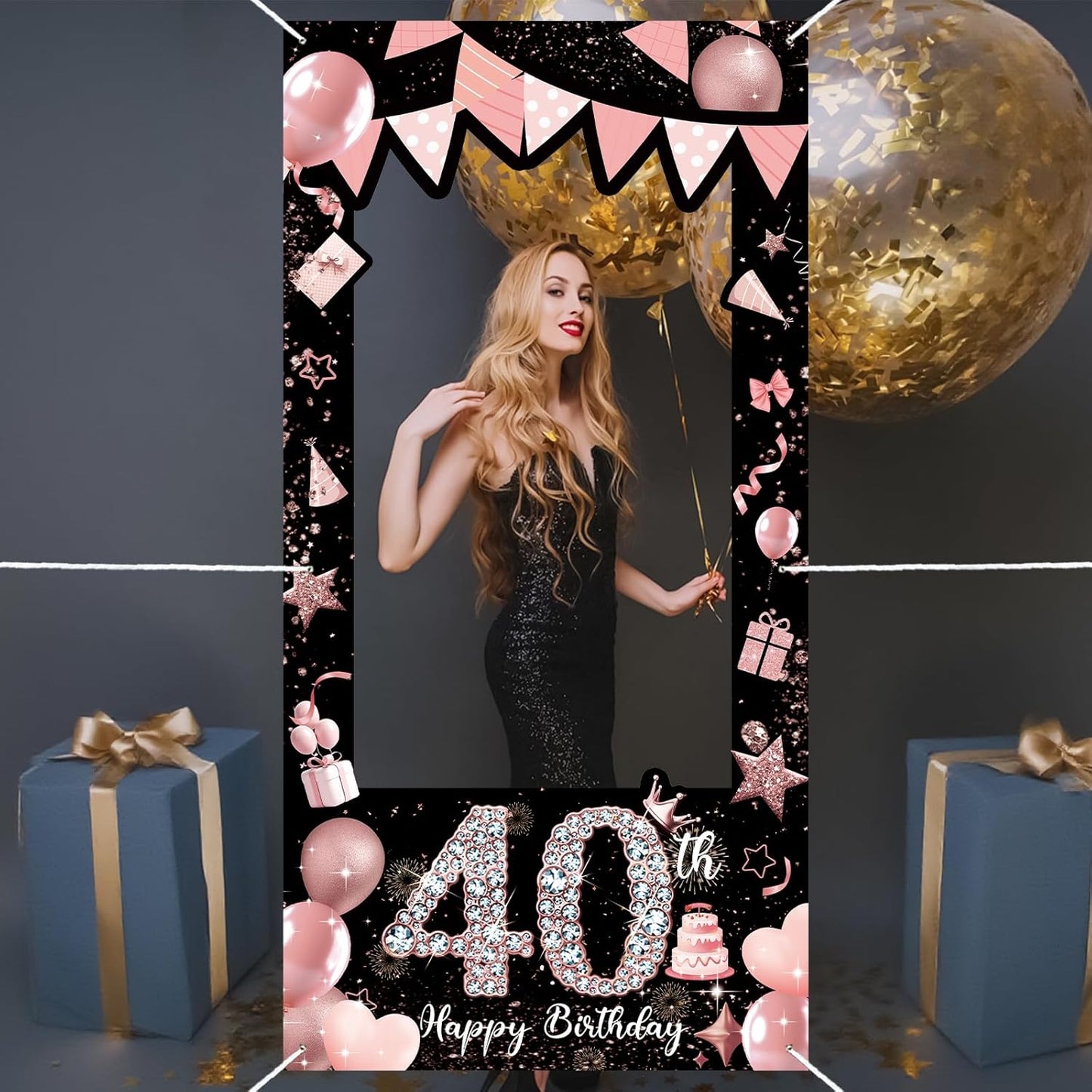 Pink 80th Birthday Neon Photography Banner Backdrop Glow Party Disco Dance Neon Theme Birthday Banner Photo Frame Props Props Selfie Background Face Cutout Photo Props Decoration