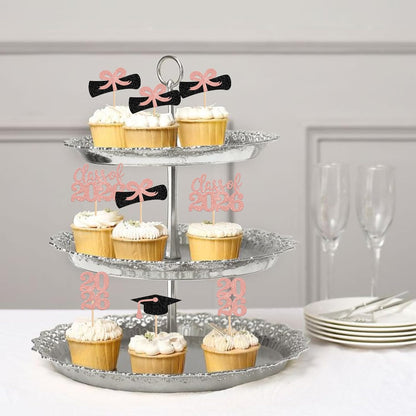 36 PCS 2026 Graduation Theme Cupcake Toppers Glitter Class of 2026 Grad Cap Diploma Cupcake Picks 2026 Graduation Theme Party Cake Decorations Supplies Deep Blue