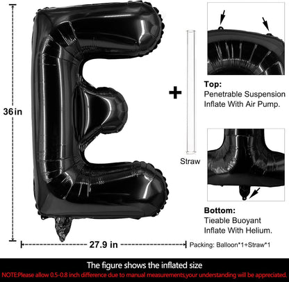 Lovoir 40 Inch Large Black Letter A Balloons Big Size Jumbo Mylar Foil Helium Balloon for Birthday Party Celebration Decorations Alphabet Black A