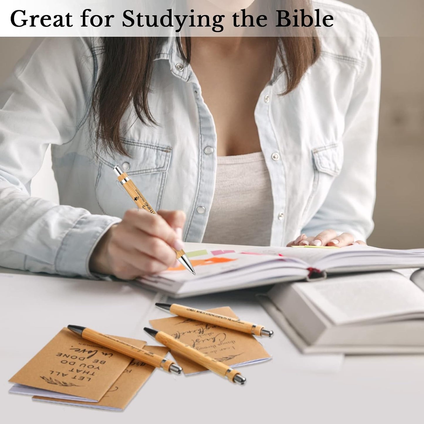 Fuutreo 40 Pcs Father's Day Christian Gift Bible Verse Prayer Journals Bible Pens Inspirational Religious Notebook Mini Scripture Pocket Notepad for Church Pastor Men Women Sunday School Graduation