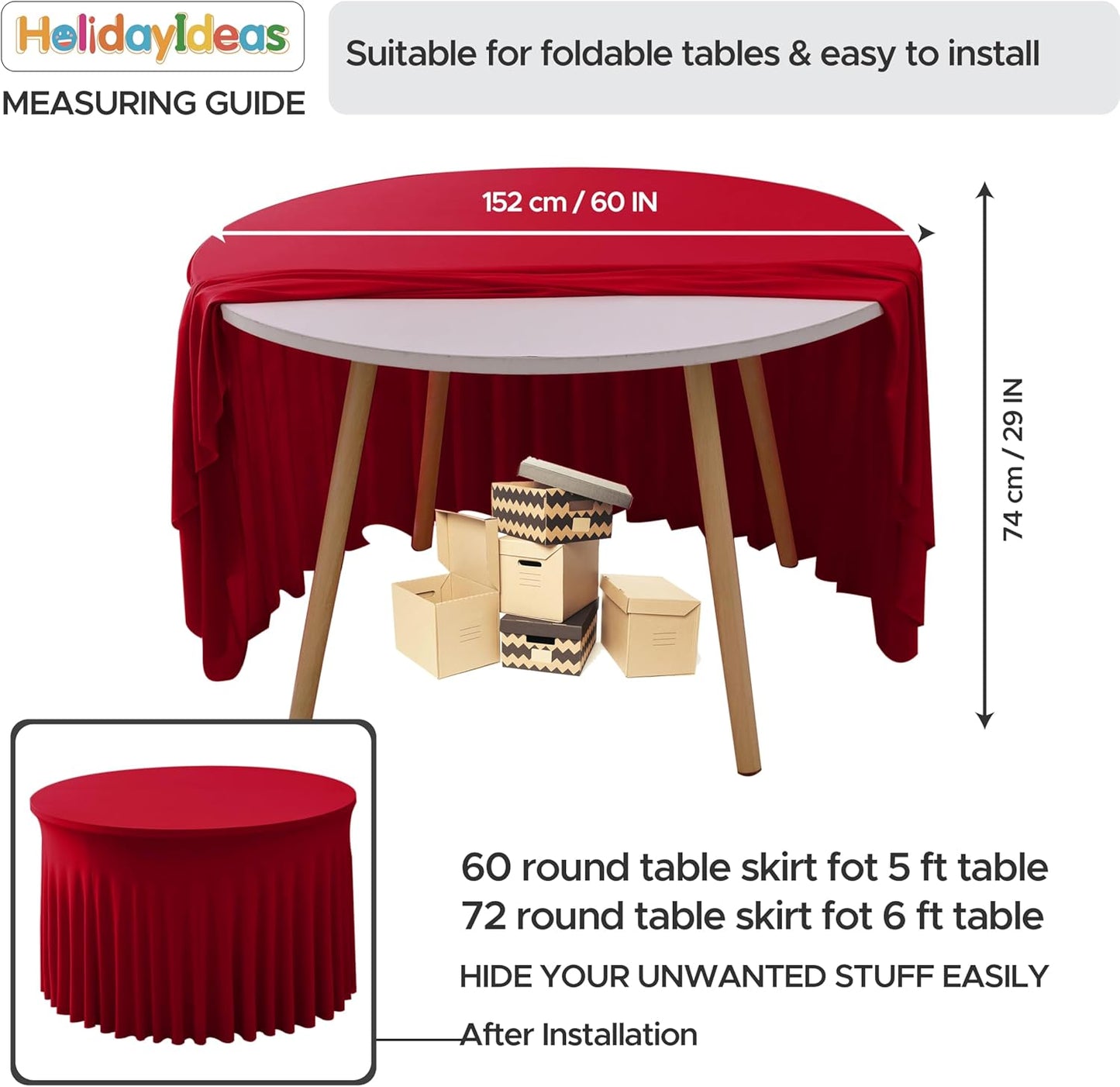 HolidayIdeas 2 Pack Spandex Table Skirt for 6 Ft Rectangle Tables, Black Fitted Stretch Tablecloth 30 x 72 Inch, Wrinkle Resistant Ruffle Design for Wedding Banquets, Trade Shows, Parties