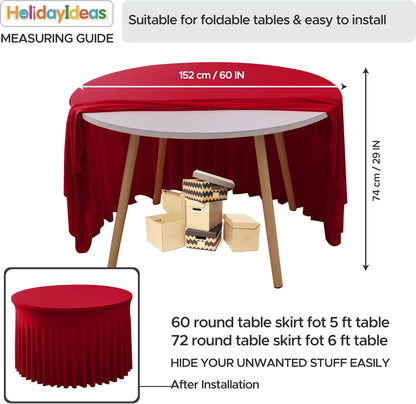 HolidayIdeas 2 Pack Spandex Table Skirt for 6 Ft Rectangle Tables, Black Fitted Stretch Tablecloth 30 x 72 Inch, Wrinkle Resistant Ruffle Design for Wedding Banquets, Trade Shows, Parties