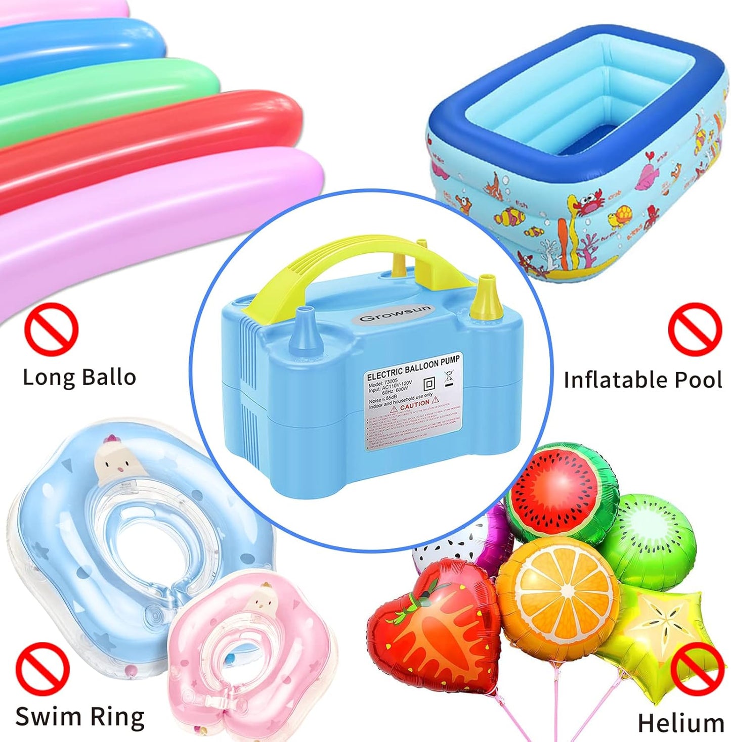Growsun Balloon Pump Electric 110V 600W Balloon Garland Arch Kit Air Blower Inflator for Party Balloons Decoration Baby Shower Tape Strip Include