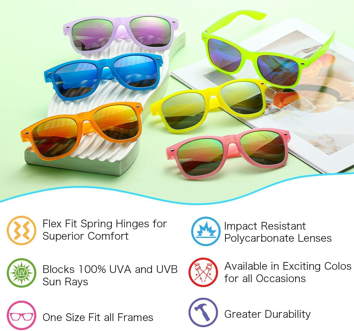 Party Sunglasses Bulk - Adult Retro Plastic Pack of 12 Vintage Sunglasses for Men Women - Party Favors