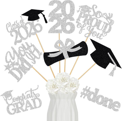 24Pcs 2026 Graduation Table Centerpieces Gold, Graduation Centerpieces for Tables 2026 Gold Class of 2026 Graduation Centerpiece Sticks for 2026 Graduation Party Table Decorations Gold