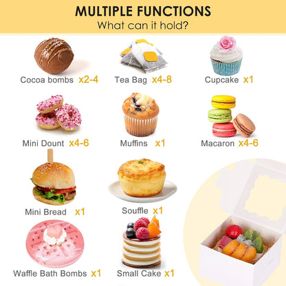 Moretoes 120pcs White Bakery Boxes, 4x4x2.5 Inch Cookie Boxes with Window for Small Cake, Treats, Donuts, Candy