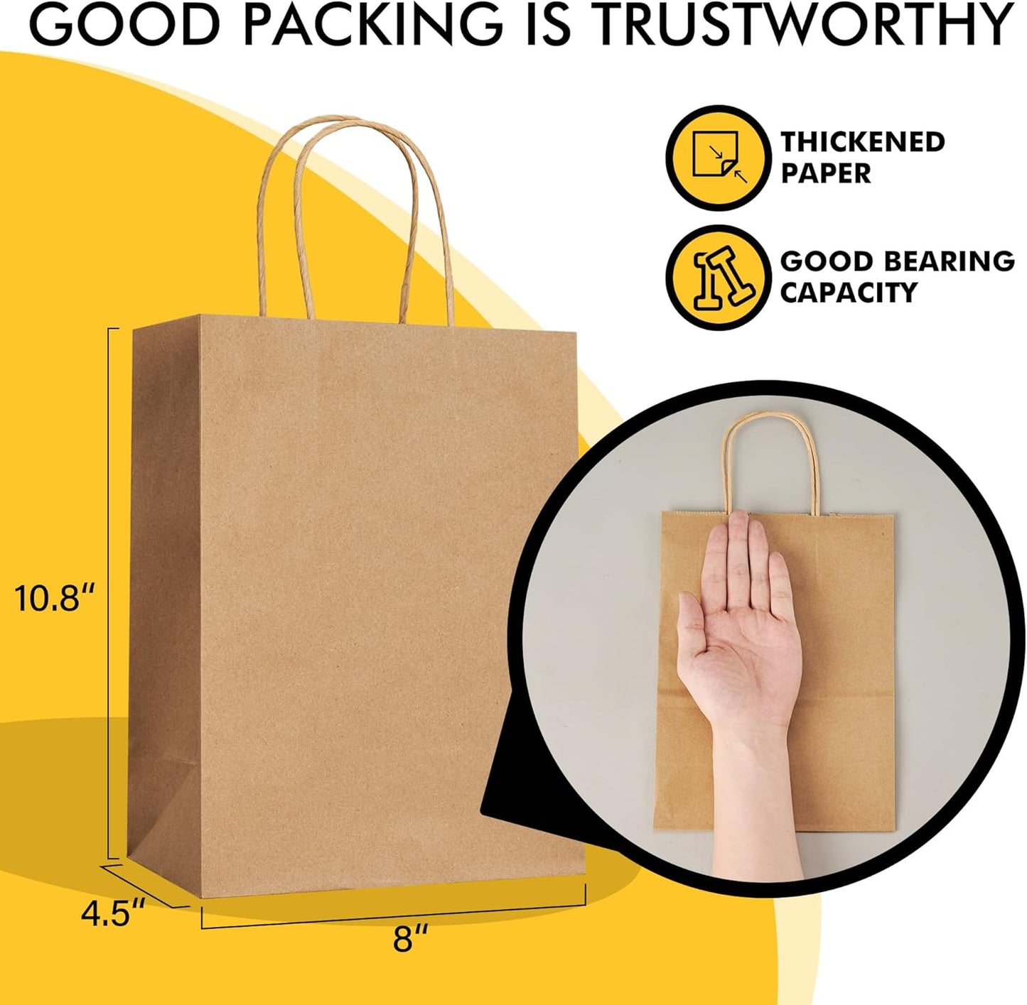 RACETOP 32 Pack Small Paper Gift Bags with Handles, 5.8"×3.2"×8.25" Kraft Paper Party Favor Bags Bulk for Kids Birthday, Baby Shower, Crafts, Wedding, Party Supplies (8 Colors)
