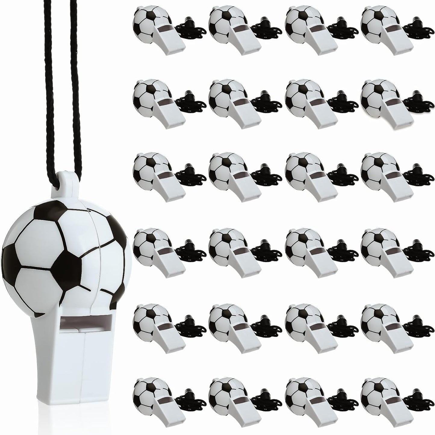 24 or 40 Pcs Baseball Football Soccer Sport Whistles Stadium Sporting Party Favor Noisemakers with Lanyard for Events Team Noise Whistles Loud Sound Party Acc