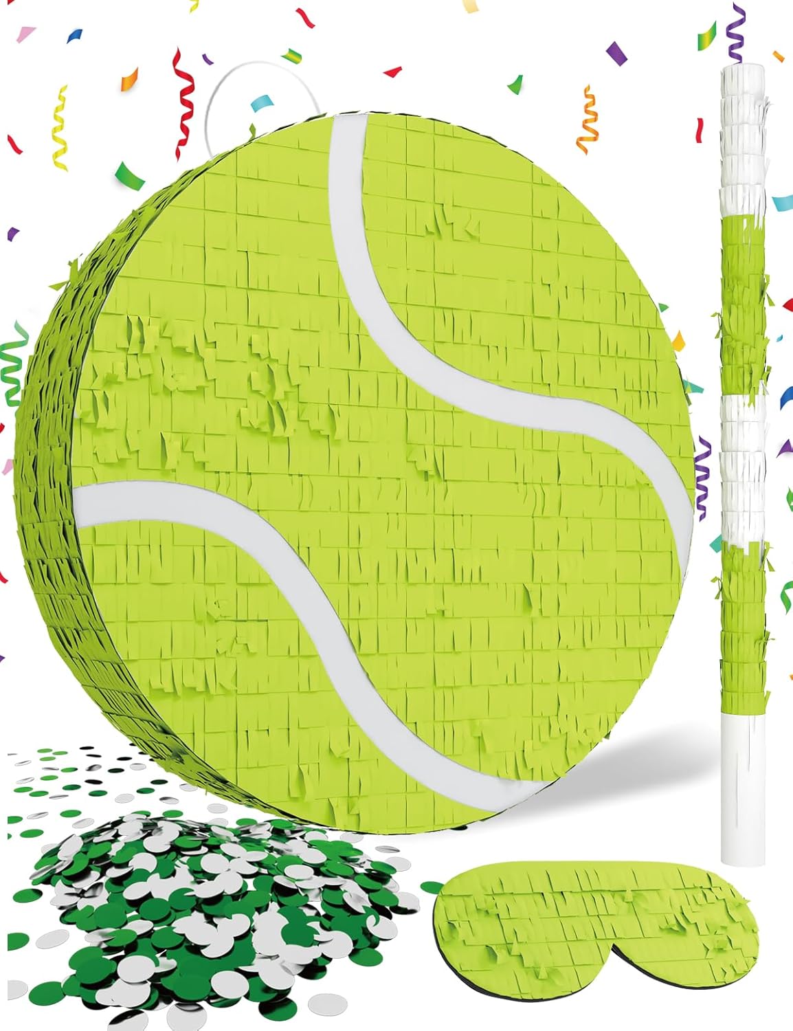Soccer Piñata – Includes Wooden Stick, Blindfold, and Confetti – 13"x13"x3" – Perfect for Sports Party Decorations and Soccer Pinatas for Birthday Party