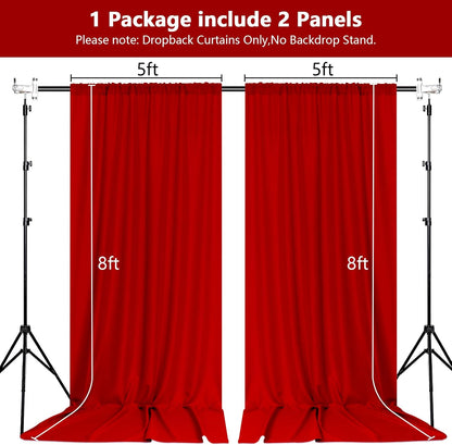 MEETSKY Black Backdrop Curtains for Parties - 10ft x 8ft Party Photo Background Curtain Rod Pocket Fabric Drapes Panels for Boys Birthday Holiday Home Halloween Decoration, 5ft x 8ft, 2 Panels