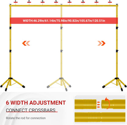 Backdrop Stand, Adjustable 10x7.5 FT Background Stand Backdrop for Parties, Photo Video Studio, Portable Photography Backdrop Stand with Carrying Bag, 6 Backdrop Clamps, and 2 Stand Bags
