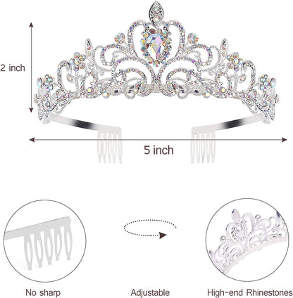 Happy Birthday Queen Tiara Crowns for Women, Red Sash, Party Favors Supplies Gift, 30th Decorations, Stuff Accessories