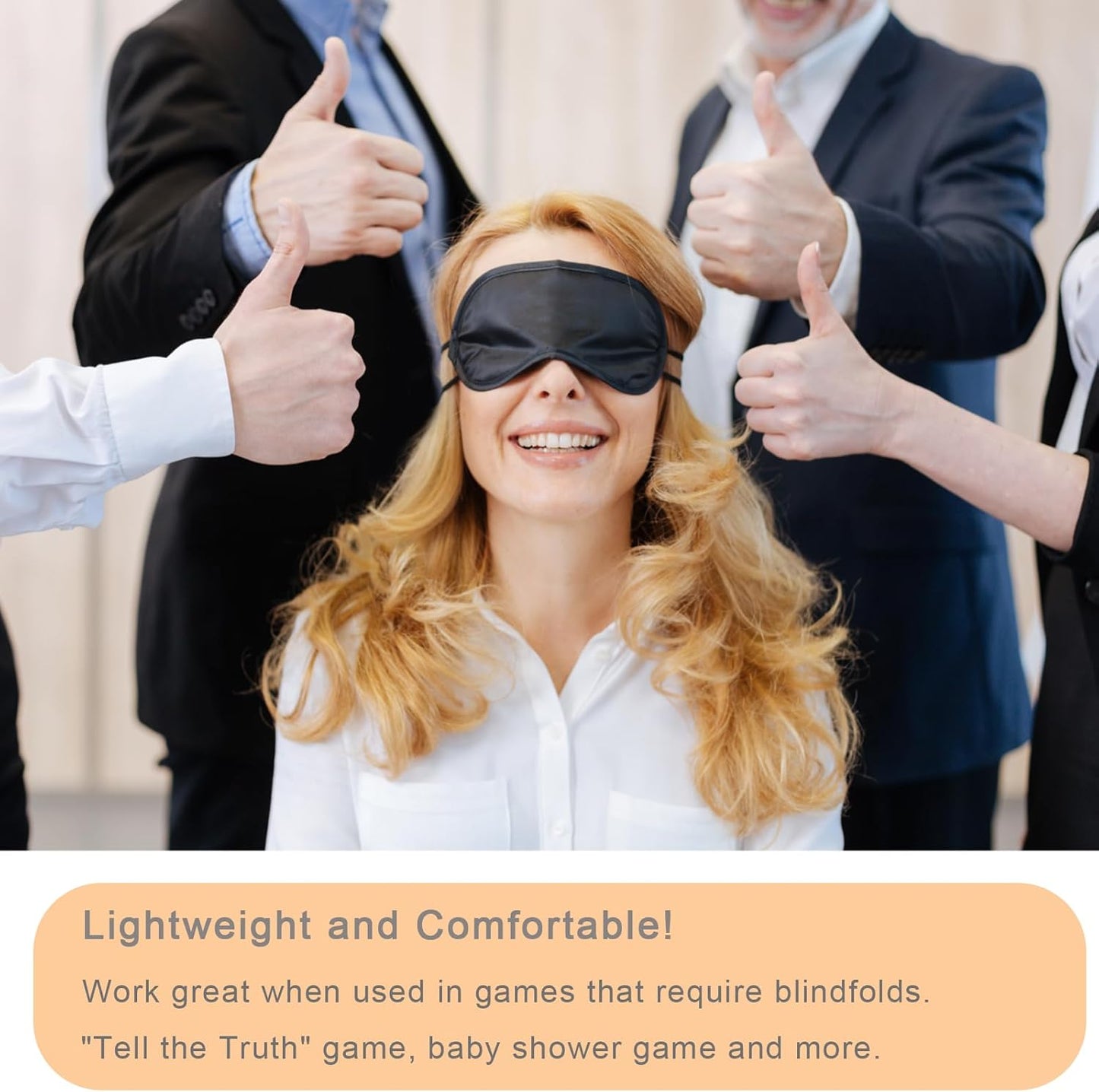 6 Pack Blindfold Eye Mask Cover Sleep Mask for Party Games Travel Sleep Team Build Party Supply with Adjustable Strap for Women Men Kids, Black