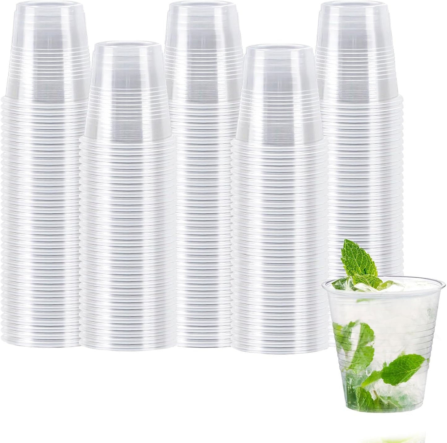 Clawsoff 500 Pack 9 oz Plastic Cups, Disposable Drinking Cups, Water Cups Plastic Clear Cups for Party, Wedding, Graduation, Travel, Holiday, Events, Birthday,Cold,Hot