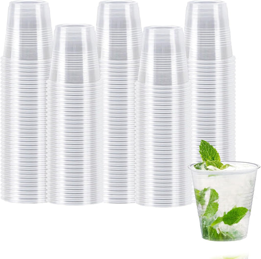Clawsoff 500 Pack 9 oz Plastic Cups, Disposable Drinking Cups, Water Cups Plastic Clear Cups for Party, Wedding, Graduation, Travel, Holiday, Events, Birthday,Cold,Hot