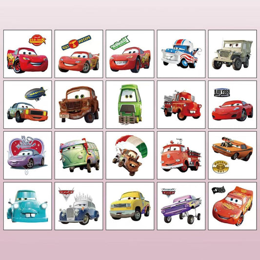 20Sheets Movie Cars Temporary Tattoos Birthday Themed Party Supplies Decoration Favors Cartoon Cute Sticker for Kids Boys Home Activity Class Prizes Carnival Christmas Rewards (grey)