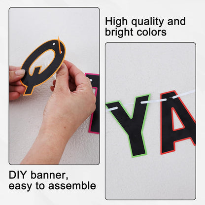 BEISHIDA 116 PCS A-Z DIY Letter Banner Kit Make Your Own Banner Including 111 Letters and Numbers 3 Rope and 2 Threading Device,Customized for Birthday Graduation Wedding Decor Black