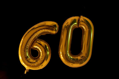 [20 Pcs] 16" Gold Foil Number Balloons (2 sets of 0-9) - Mylar Aluminum Hanging Decorations for Graduation, Birthday, Christmas & New Year's Eve Parties
