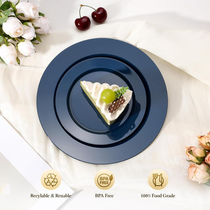 Goodluck 200PCS Gold Plastic Plates, Heavy Duty Disposable Gold Plates with 100 10.25 inch Dinner Plates and 100 7.5 inch Dessert Plates for Party, Holiday, Wedding, Thanksgiving