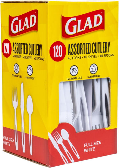 Glad Clear Disposable Cutlery Set with Heavy Duty Plastic Forks, Knives, and Spoons, Reusable Dishwasher Safe Plastic Utensils for Parties and Everyday Use, 240 Count