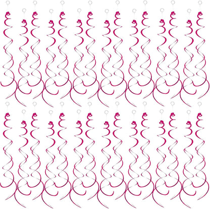 30 Pieces Hanging Swirl Party Decorations Foil Decorations Ceiling Swirl Spiral Hanging Plastic Streamer for Ceiling Birthday Graduation Wedding Celebration Baby Shower Party Supply (Black)