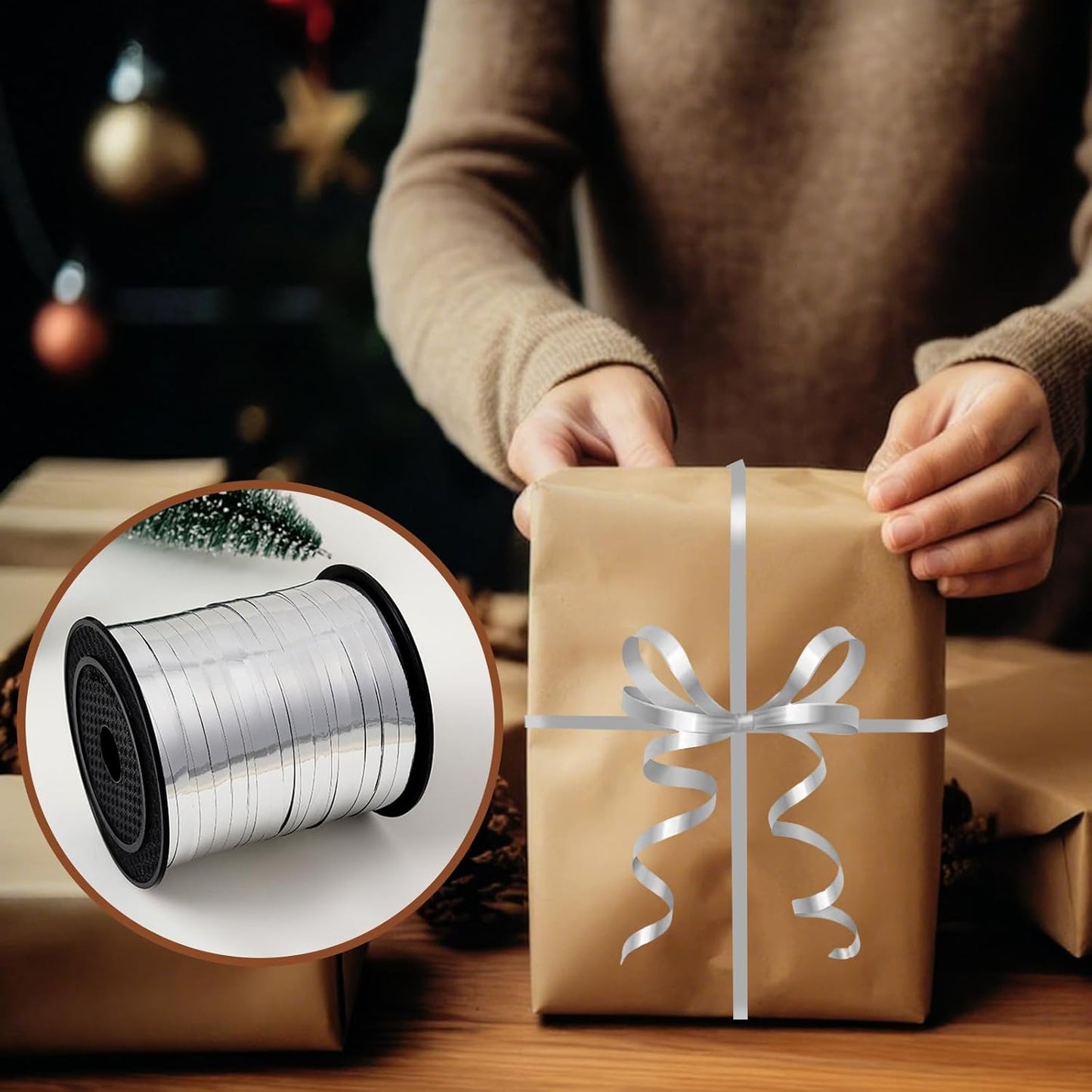 Metallic Shiny Curling Ribbon，500 Yard，1/5" for Crafts,Gift Wrapping, Balloon String, Baby Shower, Parties & Festivals, Florist Flowers (Silver)