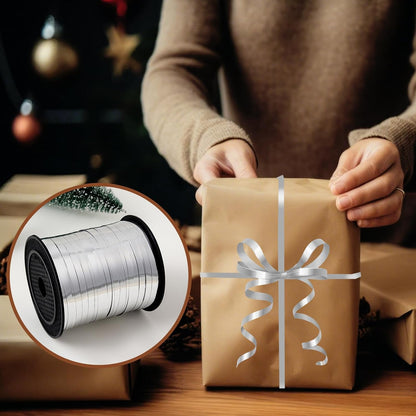Metallic Shiny Curling Ribbon，500 Yard，1/5" for Crafts,Gift Wrapping, Balloon String, Baby Shower, Parties & Festivals, Florist Flowers (Silver)