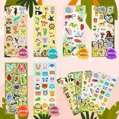 48 Sheets Stickers for Kids, Cute Stickers Variety Pack for Scrapbooking, Teachers Classroom Prizes, Goodie Bag Stuffers Including Animals, Cars, Dinosaurs, Fishes, Hearts, Stars and More