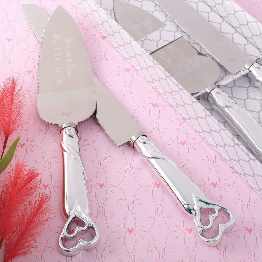 GIFTS INFINITY Personalized Wedding Cake Knife and Server Set with Engraving – Cake Cutting Utensil Set, Keepsake Gift for Wedding, Anniversary, Reception, Birthday & Other Occasions (CH-101WB)