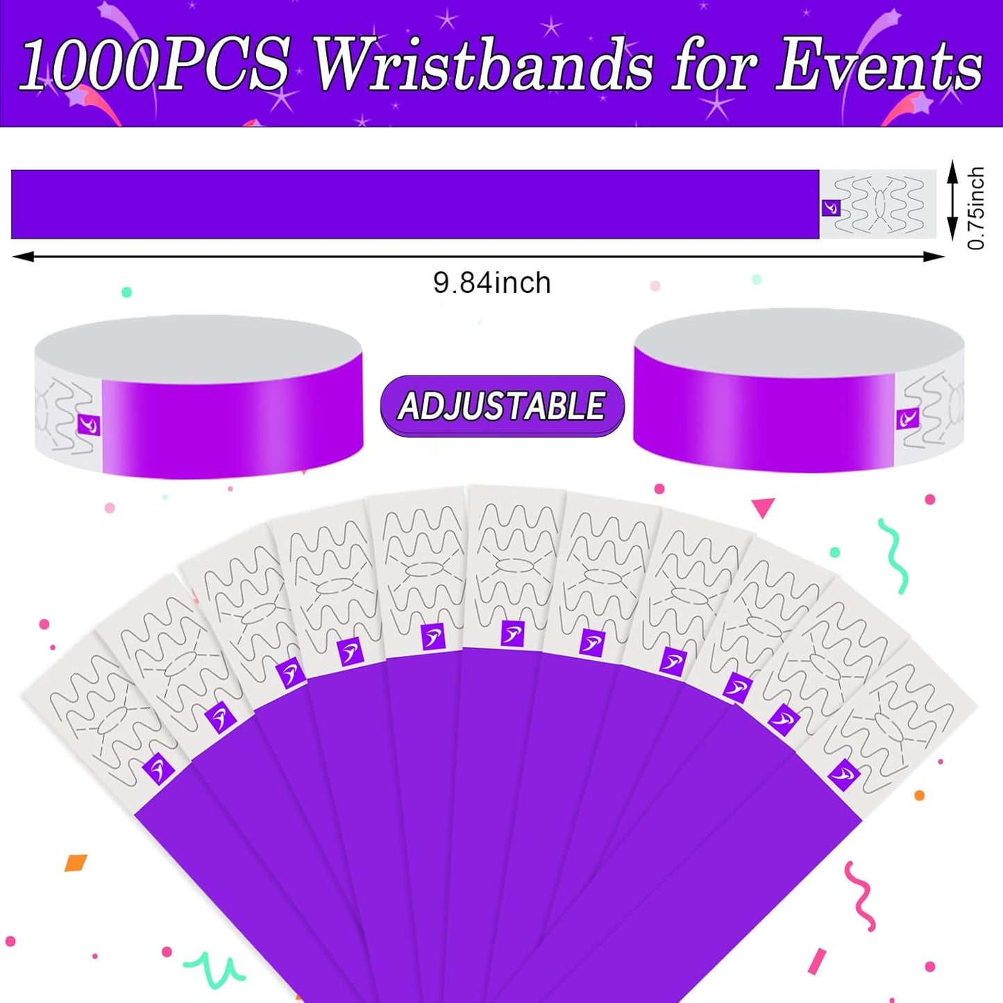 1000 Pcs Paper Wristbands for Events Waterproof Wrist Bands Lightweight Festival Identification Wristbands Neon Adhesive Event Wrist Band for Party