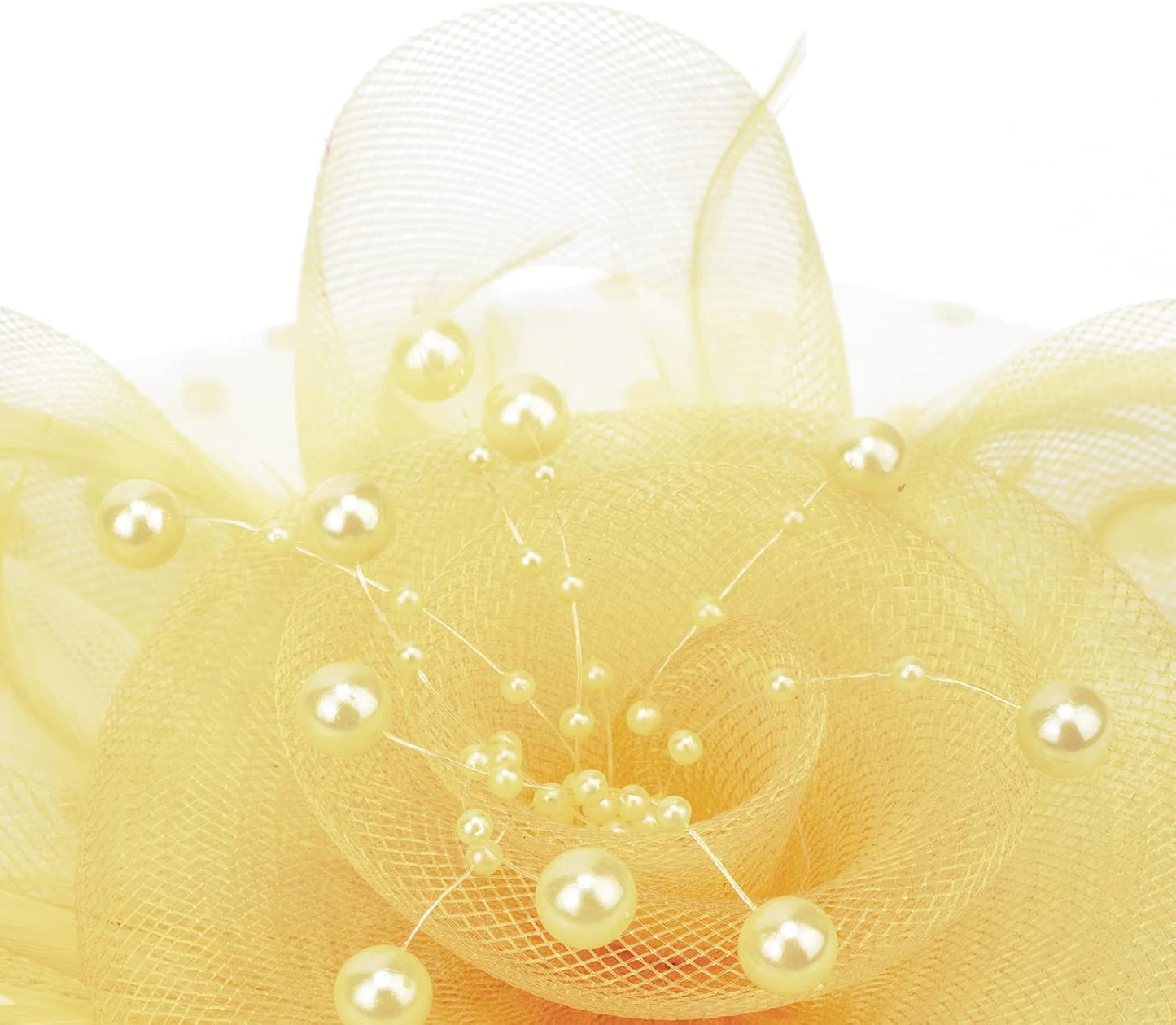 DRESHOW Fascinators Hat Flower Mesh Ribbons Feathers on a Headband and a Clip Tea Party Headwear for Girls and Women - Colors A