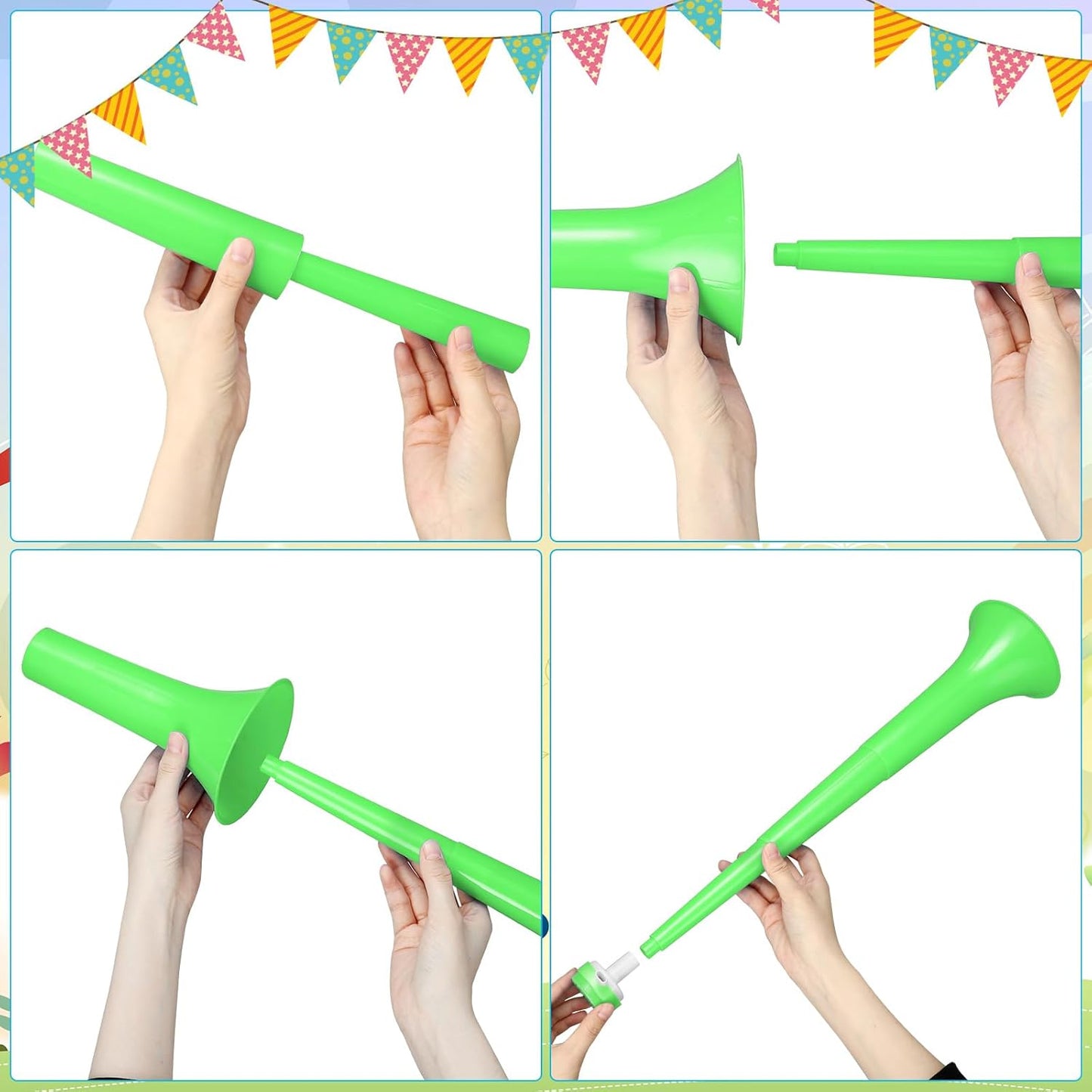 6 Pcs Stadium Horn for Adult, 21 Inch Vuvuzela Plastic Collapsible Cheering Trumpets for Sporting Events Football Carnival Party, Red
