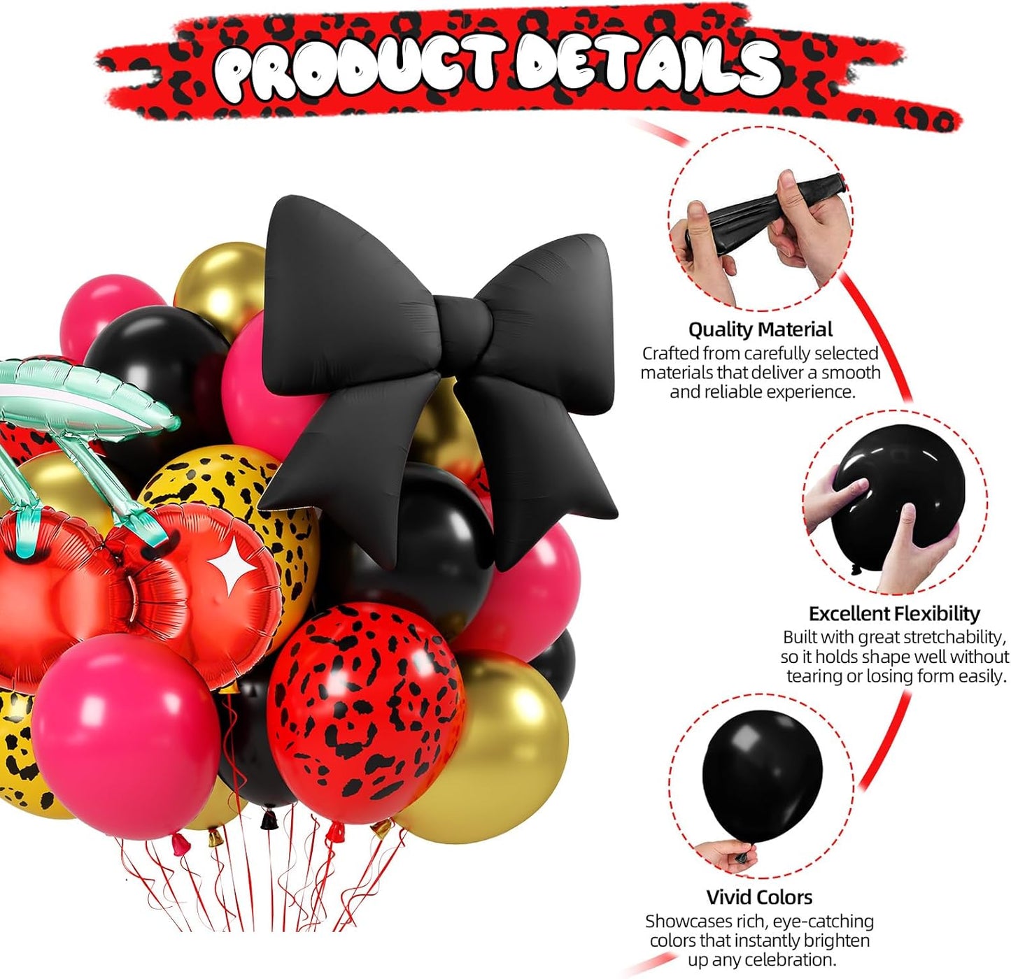 Black White Bow Balloons, 50 Pcs Pearl White Dot Printed Balloons with Black Bow and Cream Heart foil Balloon for Alternative Birthday Party Baby Shower Wedding Bachelorette Party Decorations
