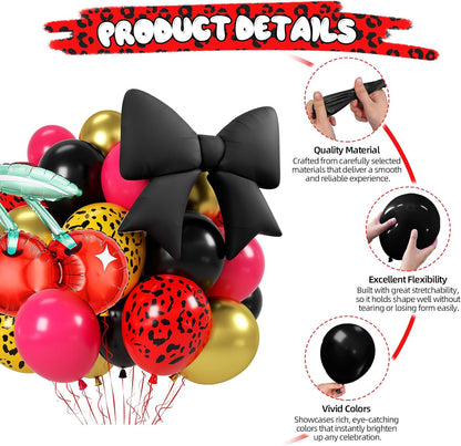 Black White Bow Balloons, 50 Pcs Pearl White Dot Printed Balloons with Black Bow and Cream Heart foil Balloon for Alternative Birthday Party Baby Shower Wedding Bachelorette Party Decorations