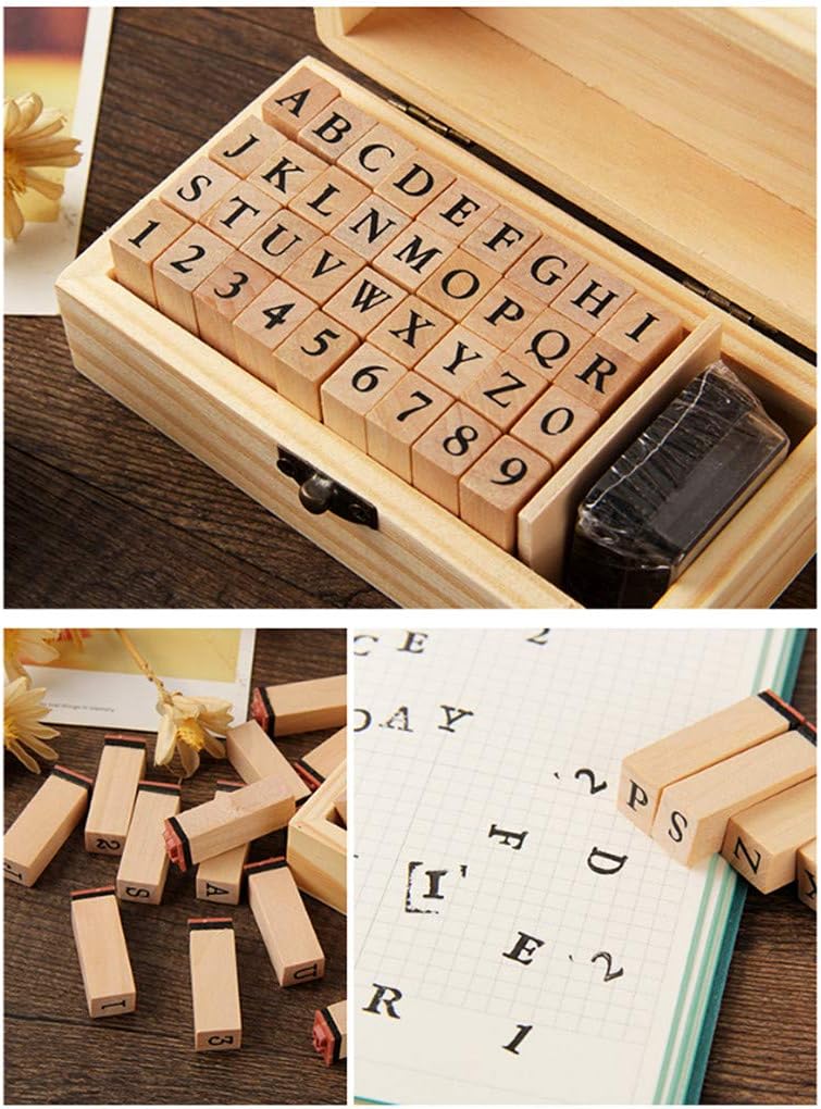 Diary Stamp Set,Wooden Rubber Signet for Children DIY Scrapbooking Card Making(25pcs,Happy Life)