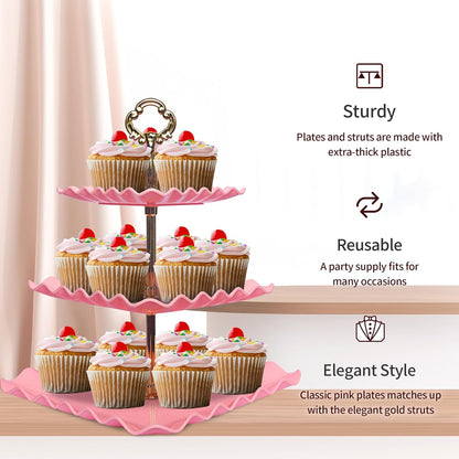 NWK 5 Piece Cake Stand Set with 2 x Large 3-Tier Cupcake Stands, 3 x Appetizer Trays, for Wedding Birthday Baby Shower Tea Party Decorations (White)