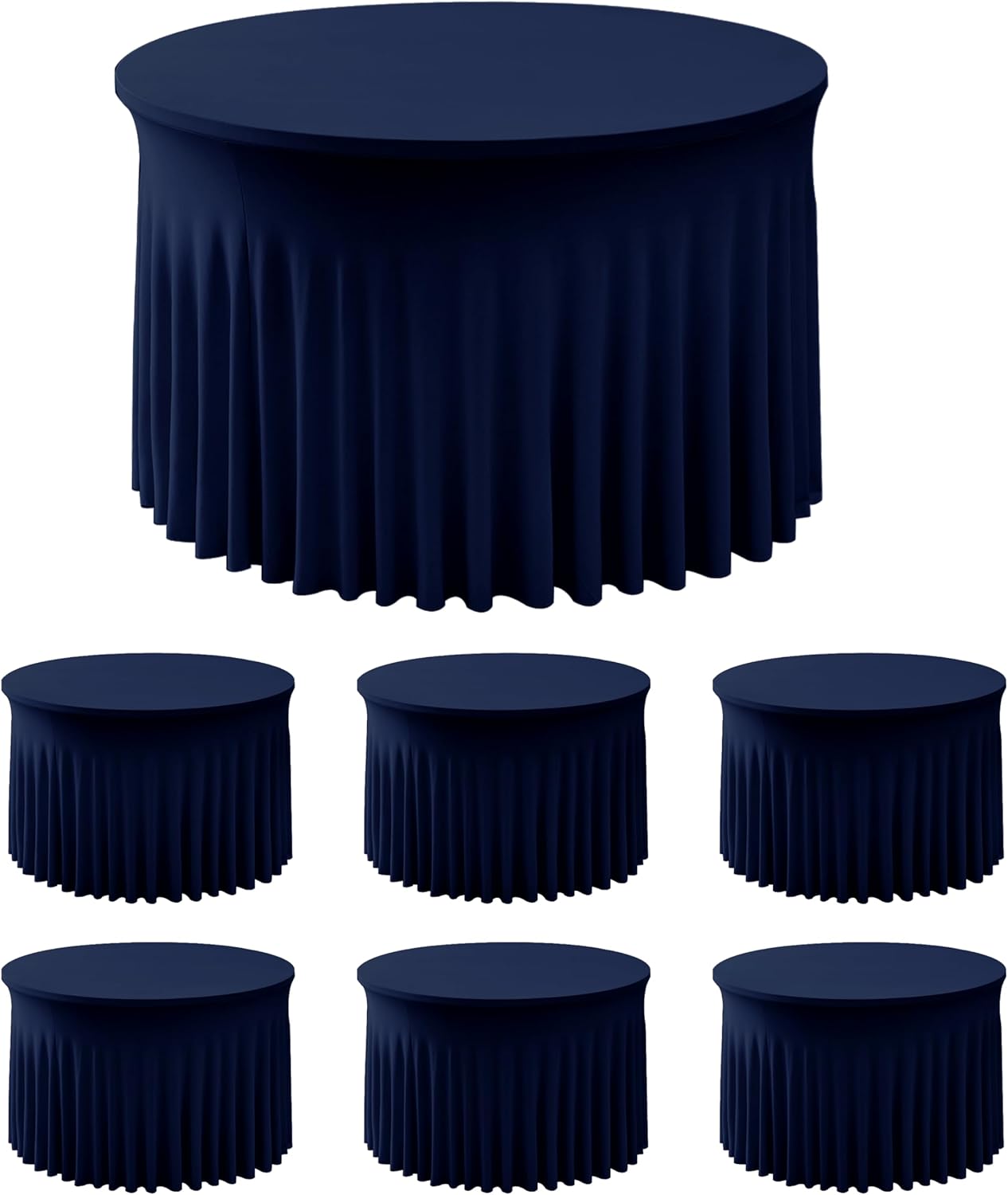 HolidayIdeas 2 Pack Spandex Table Skirt for 6 Ft Rectangle Tables, Black Fitted Stretch Tablecloth 30 x 72 Inch, Wrinkle Resistant Ruffle Design for Wedding Banquets, Trade Shows, Parties