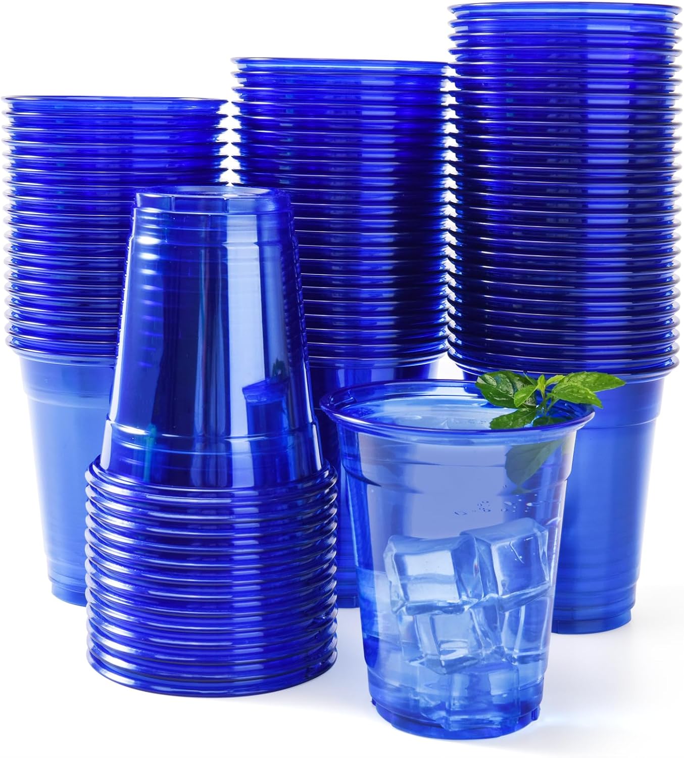 50 Pack Black Clear Plastic Cups 12 oz Disposable Drinking Cups for Wedding Black Birthday Party Supplies