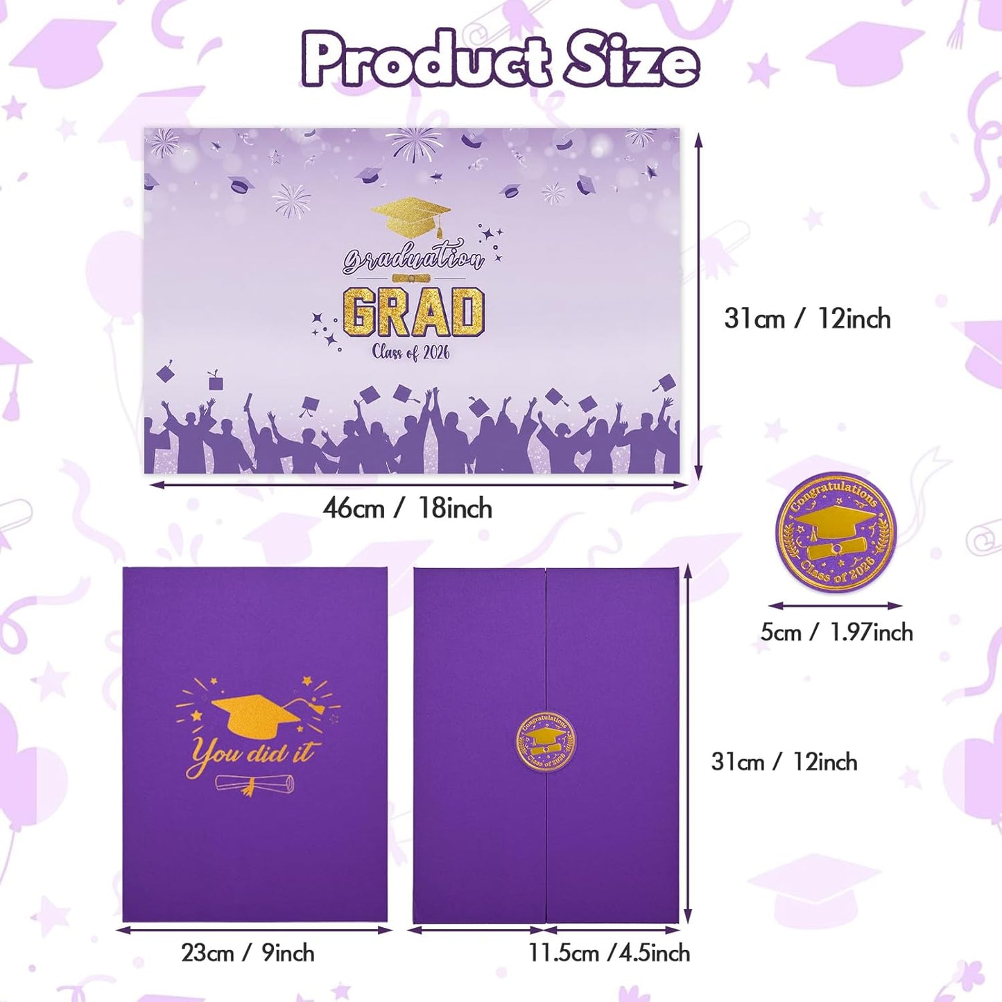 Graduation Guest Book 2026, Blue Gold Graduation Decorations Class of 2026 Graduates Sign in Book Signature Board Congrats Grad Decor Party Supplies, High School College Graduations Gifts for Her Him