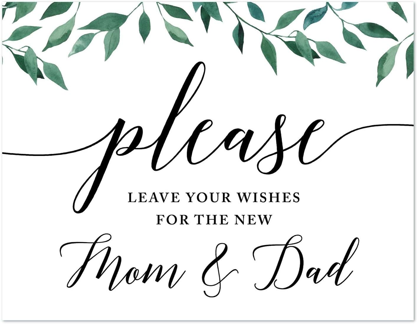 Andaz Press Wedding Party Signs, Natural Greenery Green Leaves, 8.5x11-inch, Bridal Shower Scavenger Hunt, 1-Pack - Colors D
