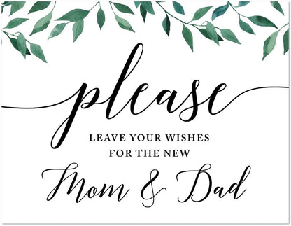 Andaz Press Wedding Party Signs, Natural Greenery Green Leaves, 8.5x11-inch, Bridal Shower Scavenger Hunt, 1-Pack - Colors D
