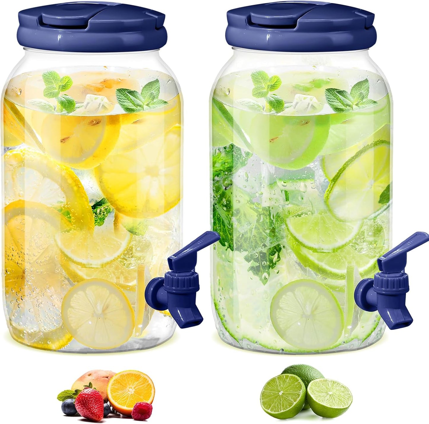 Havawish 2 Pcs 1 Gallon Plastic Beverage Dispenser with Spigot Clear Summer Kitchen Fridge Drink Dispenser for Parties Lemonade Juice Tea Beer Cold Water (Red,Cylinder)