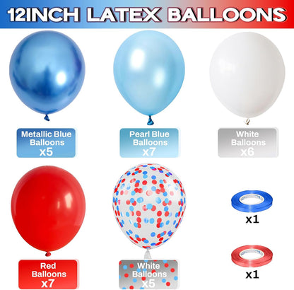 60 Pcs Blue and Silver Balloons, Navy Royal Blue Silver Party Balloons with Metallic Confetti Helium Latex Balloons for Birthday Baby Showers Fathers Day 2025 Graduation Decoration
