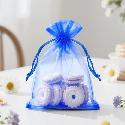 joycraft 50Pcs Organza Bags, 2x3 inch Gift Favor Bags, White Wedding Favor Bags, Jewelry Pouches with Drawstring, Mesh Bags Drawstring for Jewelry, Festival, Makeup, Candy, Desserts