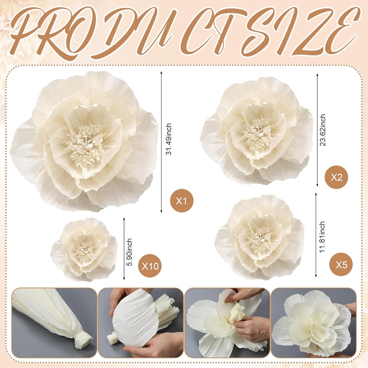 Giegxin 20 Pcs 31.5'', 23.6'', 11.8'', 9.8'' Pink Giant Paper Flower Boho Large Tissue Flower for Wall Pink Pom Pom Floral Decoration for Wall Wedding Bridal Shower Classroom Tea Party Birthday Decor